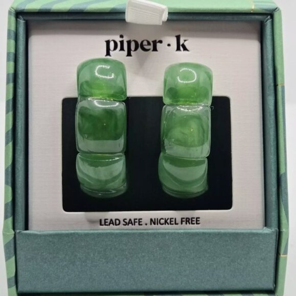 PIPER K Jewelry - PIPER K Jade Green Acrylic Huggie Hoop Earrings ~ NIB #208